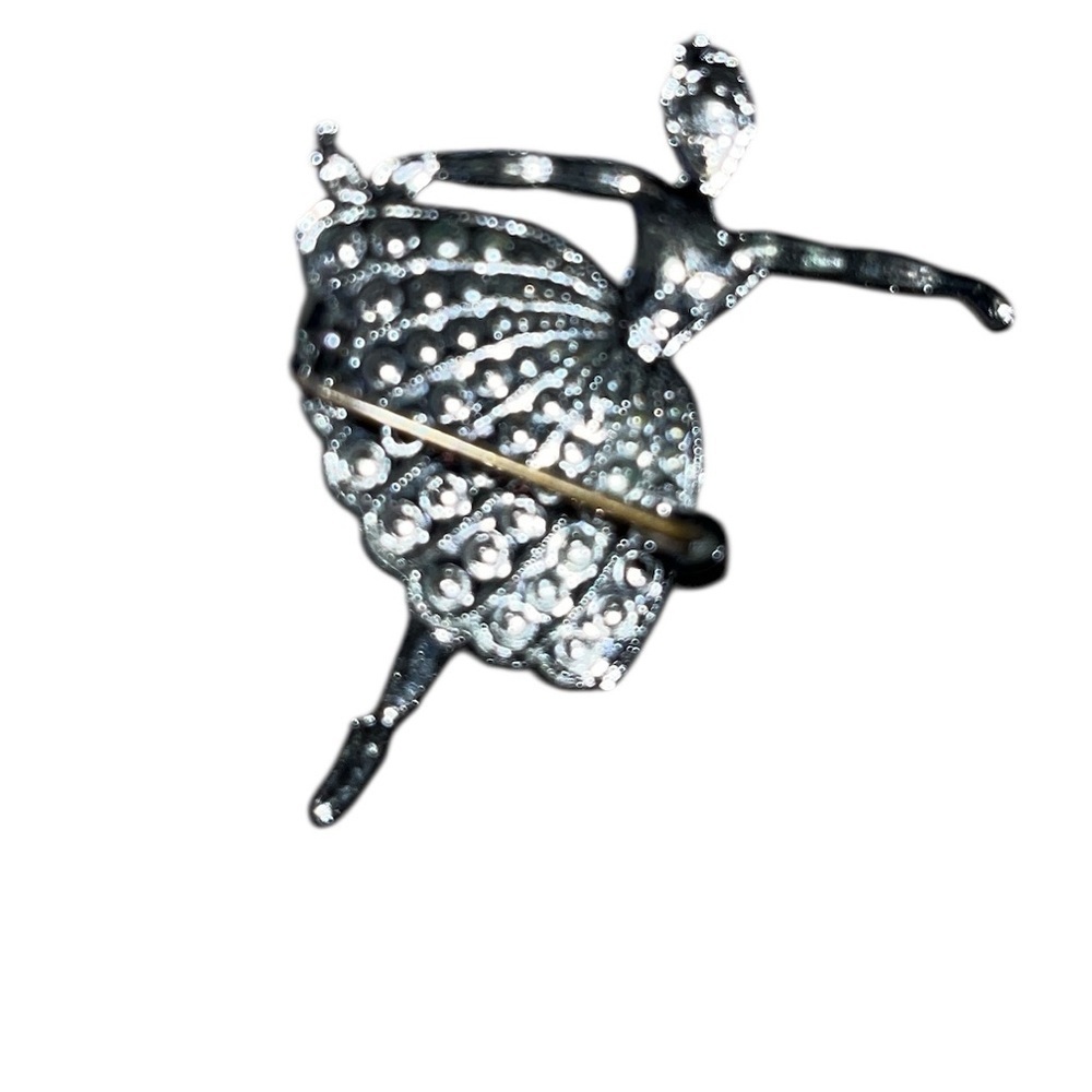 Ballerina Brooch Vintage Silver Tone Dance Pin 1 5/8" - Picture 2 of 3